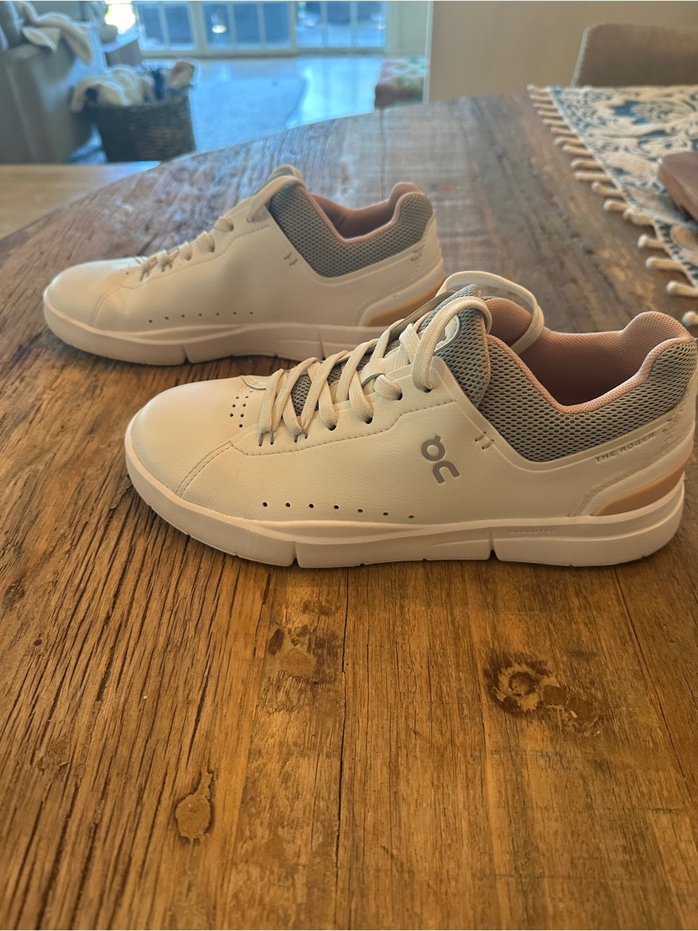 On Cloud Women’s Sneakers in Cream with Blush Accents